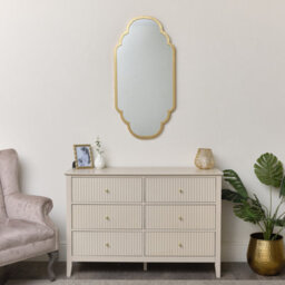 Melody Maison Gold Foiled Curved Scalloped Framed Wall Mirror 50Cm X 100Cm - thumbnail 6
