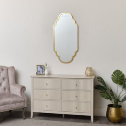 Melody Maison Gold Foiled Curved Scalloped Framed Wall Mirror 50Cm X 100Cm - thumbnail 4