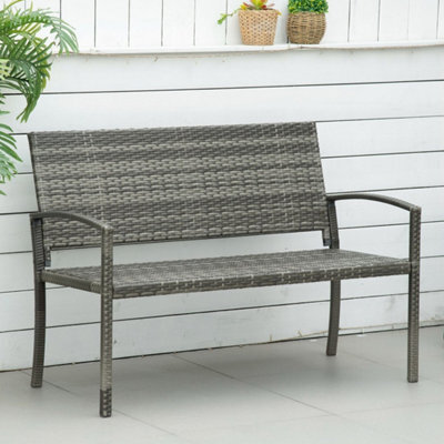 Grey Rattan Loveseat Wicker 2 Seater Chair With Armrests For Garden Outdoor - image 1