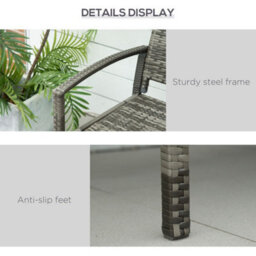 Grey Rattan Loveseat Wicker 2 Seater Chair With Armrests For Garden Outdoor - thumbnail 5