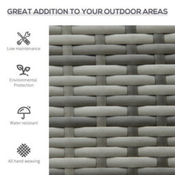 Grey Rattan Loveseat Wicker 2 Seater Chair With Armrests For Garden Outdoor - thumbnail 4