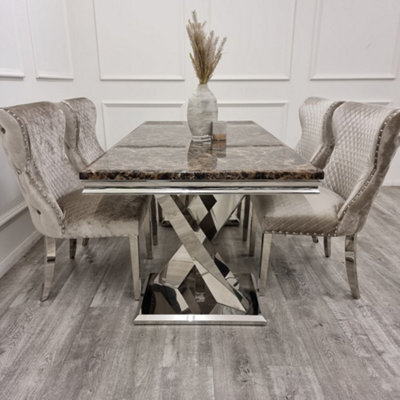 Stratus Interiors Light Grey 1.8M Marble Dining Table - Modern Luxury - 180 (W) 90 (D) 74 (H) - image 1