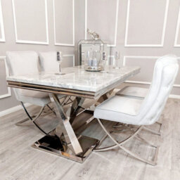 Stratus Interiors Light Grey 1.8M Marble Dining Table - Modern Luxury - 180 (W) 90 (D) 74 (H) - thumbnail 7