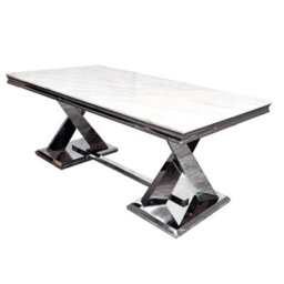Stratus Interiors Light Grey 1.8M Marble Dining Table - Modern Luxury - 180 (W) 90 (D) 74 (H) - thumbnail 3