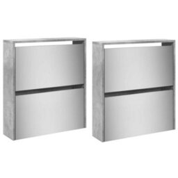 Berkfield Shoe Cabinet With Mirror 4-Layer Concrete Grey 63X17X134 Cm - thumbnail 6