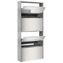 Berkfield Shoe Cabinet With Mirror 4-Layer Concrete Grey 63X17X134 Cm - thumbnail 4