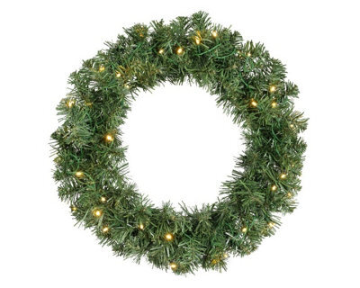 Kaemingk Battery Operated Green Christmas Door Wreath - Warm White Lights - 50Cm Diameter - image 1