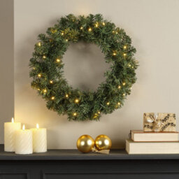 Kaemingk Battery Operated Green Christmas Door Wreath - Warm White Lights - 50Cm Diameter - thumbnail 2