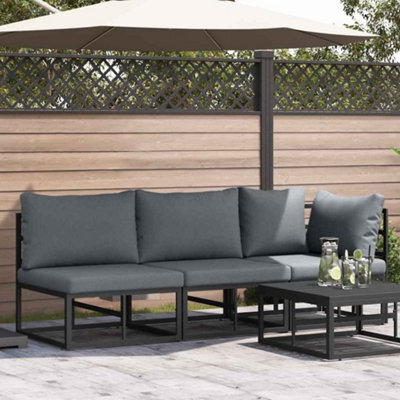 Walplus Outdoor Furniture With Cushion 3 Pcs Black Aluminium - image 1