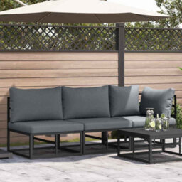 Walplus Outdoor Furniture With Cushion 3 Pcs Black Aluminium - thumbnail 1