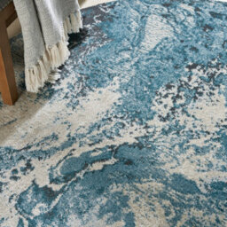 Ivory Teal Rug, Abstract Rug With 10mm Thick, Anti-Shed Modern Luxurious Rug For Bedroom, & Dining Room-160Cm X 221Cm - thumbnail 4