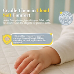 MHG Living Waterproof Baby Cot Mattress, Hypoallergenic, Breathable, Firm Support, Washable Zipped Cover 140X70X7.5Cm - thumbnail 4