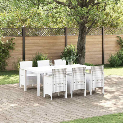 Berkfield Garden Dining Set 7 Pcs White Polt Rattan - image 1