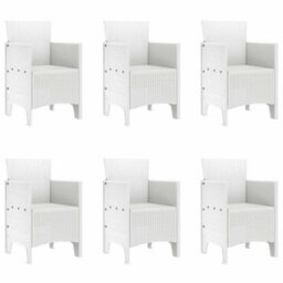 Berkfield Garden Dining Set 7 Pcs White Polt Rattan - thumbnail 5
