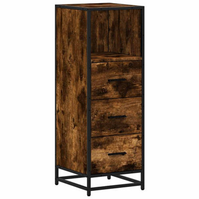 Berkfield Industrial Bathroom Cabinet Smoked Oak 35X37.5X100 Cm Engineered Wood