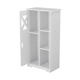 White Freestanding Bathroom Storage Cabinet 2 Door Cupboard Cloakroom Furniture - thumbnail 6
