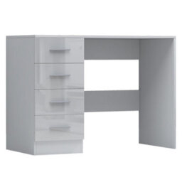 Reflect 3 Door Mirror Wardrobe, 5 Drawer Chest, 2 Drawer Bedside & Desk - White Gloss & Matt White - Modern Bedroom Furniture Set - thumbnail 8