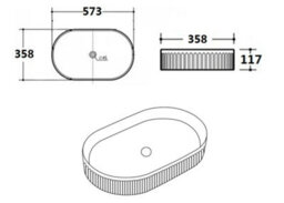Affine 800mm Bathroom Countertop Vanity Unit Oval Fluted Basin Wall Hung Soft Close Oak - thumbnail 2