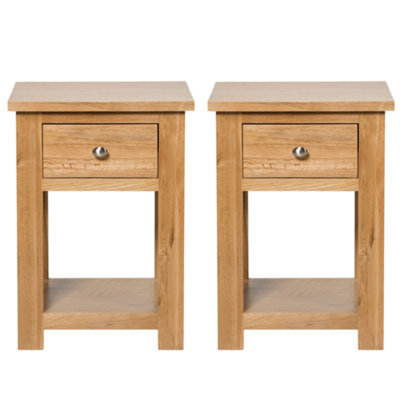 Hallowood Furniture Waverly Oak Lamp Table With Drawer (Pair) - image 1