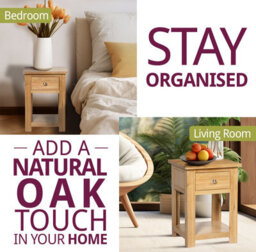 Hallowood Furniture Waverly Oak Lamp Table With Drawer (Pair) - thumbnail 6