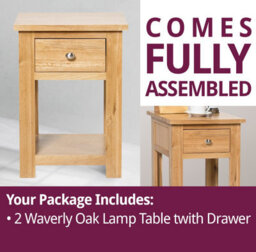 Hallowood Furniture Waverly Oak Lamp Table With Drawer (Pair) - thumbnail 7