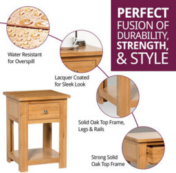 Hallowood Furniture Waverly Oak Lamp Table With Drawer (Pair) - thumbnail 2