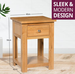 Hallowood Furniture Waverly Oak Lamp Table With Drawer (Pair) - thumbnail 3