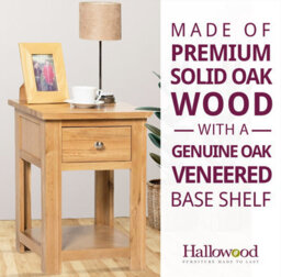 Hallowood Furniture Waverly Oak Lamp Table With Drawer (Pair) - thumbnail 4