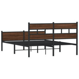 Berkfield Metal Bed Frame Without Mattress Brown Oak 160X200 Cm - thumbnail 6