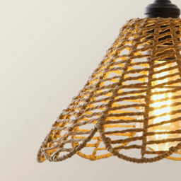 Valuelights Vine Natural Rattan Flower Shade 3 Drop Matte Black Diner Ceiling Pendant Light - thumbnail 4