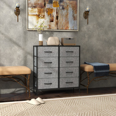 Homcom 8 Drawer Fabric Chest Of Drawers W/ Wooden Top For Hallway Black - image 1