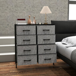 Homcom 8 Drawer Fabric Chest Of Drawers W/ Wooden Top For Hallway Black - thumbnail 8