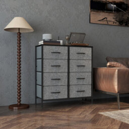Homcom 8 Drawer Fabric Chest Of Drawers W/ Wooden Top For Hallway Black - thumbnail 7