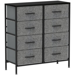 Homcom 8 Drawer Fabric Chest Of Drawers W/ Wooden Top For Hallway Black - thumbnail 2