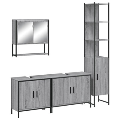 Berkfield Durable 4 Piece Bathroom Furniture Set Grey Sonoma Engineered Wood