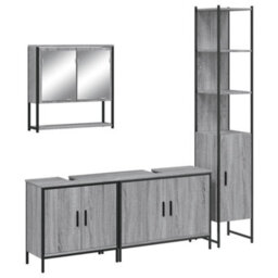 Berkfield Durable 4 Piece Bathroom Furniture Set Grey Sonoma Engineered Wood