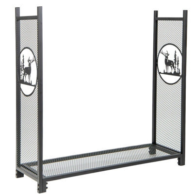 Costway Firewood Rack Stand Heavy-Duty Log Rack Holder Mesh Sides Fireplace Wood Storage