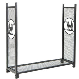 Costway Firewood Rack Stand Heavy-Duty Log Rack Holder Mesh Sides Fireplace Wood Storage
