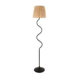 Loops Elegant 2 Pack Tall Floor Lamps In Matt Black And Natural Raffia For Modern Interiors - thumbnail 8