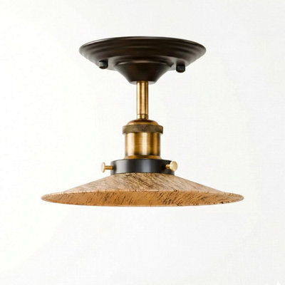 Vintage Semi Flush Mount Ceiling Light Fixture Metal Brushed Copper Lampshade With E27 Holder For Living Room - image 1