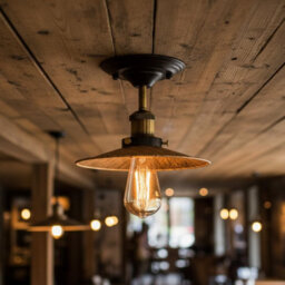 Vintage Semi Flush Mount Ceiling Light Fixture Metal Brushed Copper Lampshade With E27 Holder For Living Room - thumbnail 7