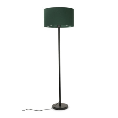 Valuelights Charles Black Floor Lamp With Green Drum Shade - image 1