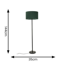 Valuelights Charles Black Floor Lamp With Green Drum Shade - thumbnail 8