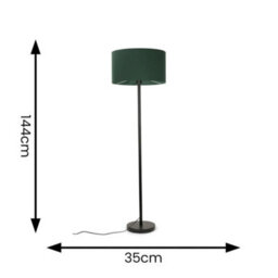Valuelights Charles Black Floor Lamp With Green Drum Shade - thumbnail 7