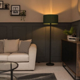 Valuelights Charles Black Floor Lamp With Green Drum Shade - thumbnail 4