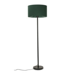 Valuelights Charles Black Floor Lamp With Green Drum Shade