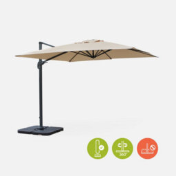 Alice's Garden Square Cantilever Parasol 3X3M - Falgos - Beige - thumbnail 3