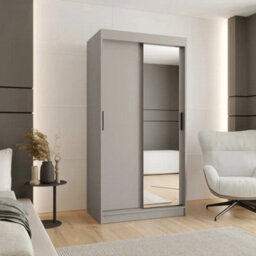 Arte Compact Cashmere Rubino T2 Sliding Door Wardrobe 100Cm - Mirrored Storage For Contemporary Bedrooms
