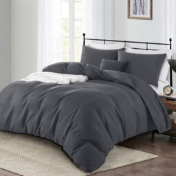 Ameha Duvet Cover Set Soft Microfiber 3Piece King Size Bedding Dark Grey Quilt Cover With Matching Pillowcase (Charcoal,230X220Cm) - thumbnail 3