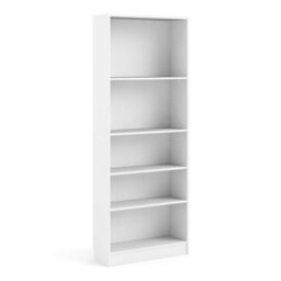 Wyld Haus Amberfern Tall Wide White Wooden Bookcase, 4 Shelves - thumbnail 2